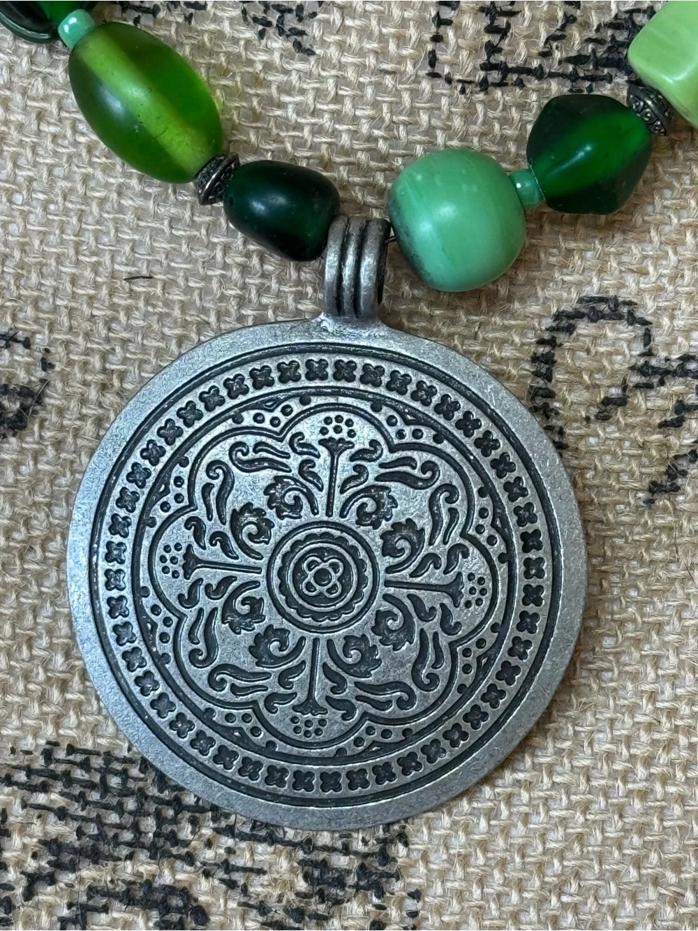 Women’s Beaded Metal Pendant Necklace | #B19